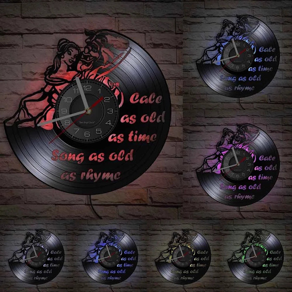 Belle Girl LED Vinyl Väggklocka Record Klocka Retro Dekor Väggkonstklocka