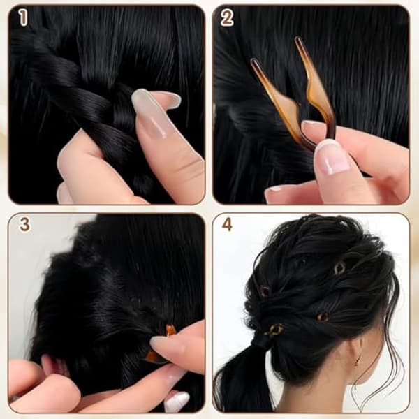 5 stk. mini U-formede hårnåle, skridsikre clips til knoldstyling til kvinder