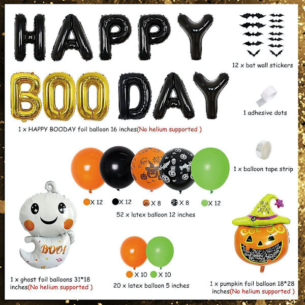 Happy Boo Day Halloween Ballonger Arch Garland Kit Latex Ballong Set Party Dekoration