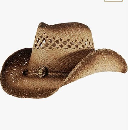 Raffia Strå Cowboyhatt Bred Brem Sommer Strand Solhatt Beige