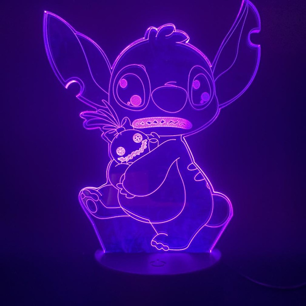 Stitch 3D LED Nattljus Sovrumsbordslampa Färg ändras