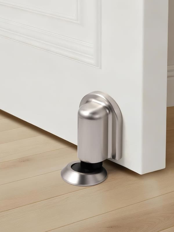 Magnetisk dørstopper i zinklegering, gulvmonteret med dobbelt installationsmulighed