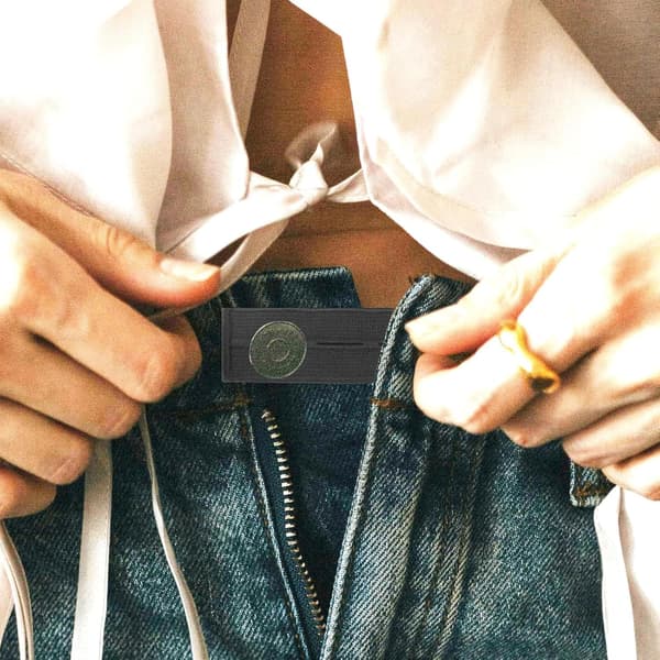 6-pack elastiska knappförlängare för byxor, jeans, kjolar och klänningar, svarta