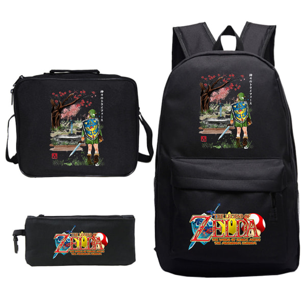 3st/ set The Legend of Zelda printed set med case Pennfodral Skolväska Resor Dagsväska Lätta bokväskor