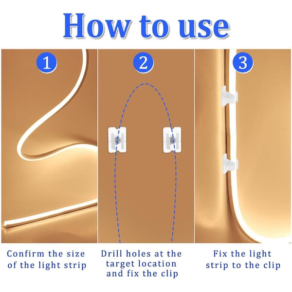 30 stk. plast- og metallklips for LED-strips, 5-6 mm vanntette monteringsbraketter