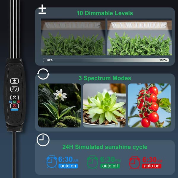4-pak 30 cm LED-vækstlyspaneler fuldspektrum 540 LED'er timer dæmpbar
