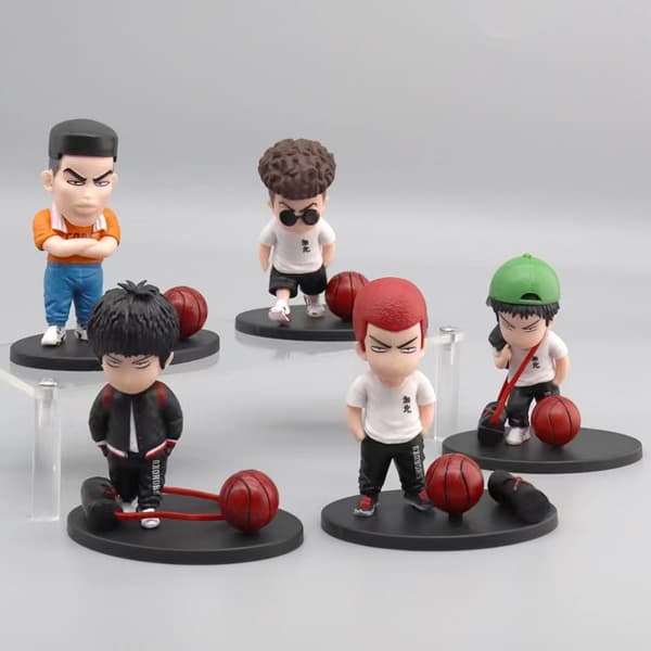 5 st Slam Dunk basketboll chibi-figurer 9 cm PVC anime samlarset