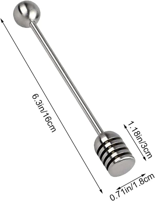 Honningdipper i 304 rustfritt stål, 16 cm lang rørepinne for honning