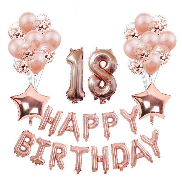 37st 18:e Grattis på födelsedagen ballonger för fest Rose Gold