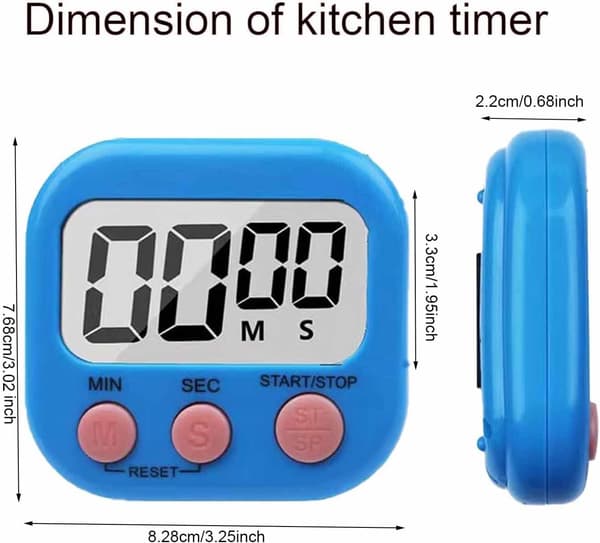 6-pack digital kökstimer med högt larm, magnet och stor LCD-display