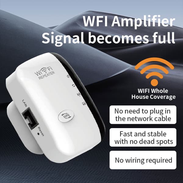 WiFi Range Extender Trådløs Repeater LAN Signalforstærker EU-stik Hvid