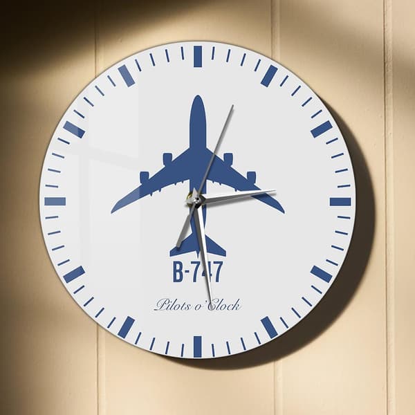 Boeing 747 väggklocka, 12 tums akryl flygplan pilot heminredning
