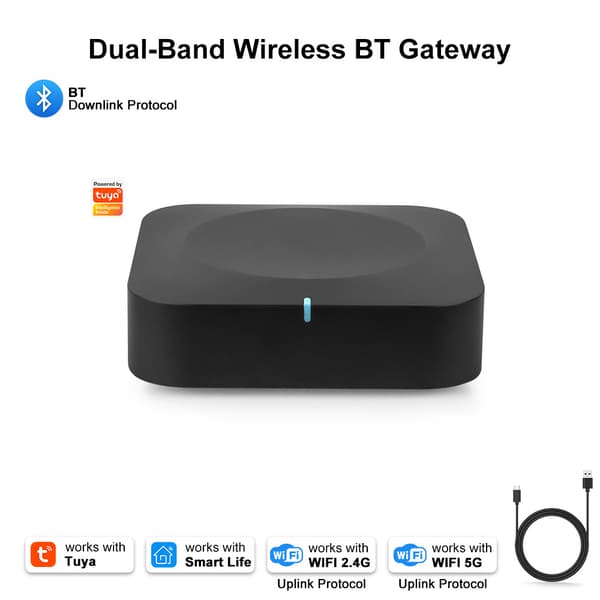 Tuya Dual-Band Trådløs Bluetooth Smart Home Gateway Hub THP10-B V6 Sort