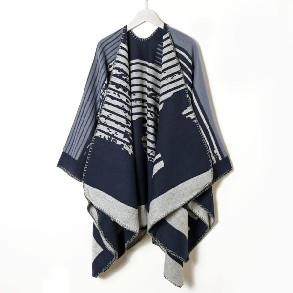 Damsjal omlott Lady Poncho Pashmina Cardigantfilt med sydd kant