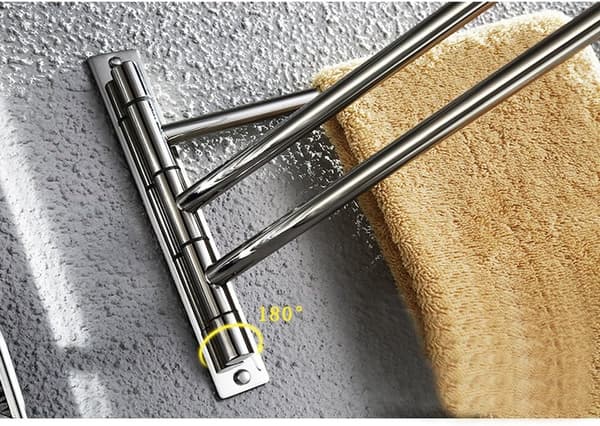 35 cm 3-armet svingbar håndklædeholder i rustfrit stål til vægmontering på badeværelset