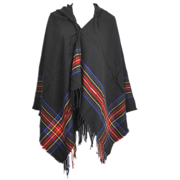 Pashmina Scarf Warm Shawl Wrap Open Front Poncho med tofs för dam
