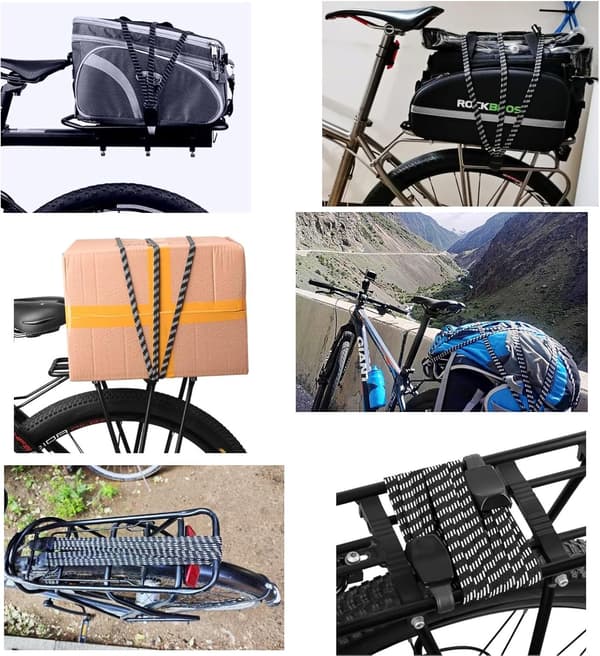 3 stk. 60 cm 3-vejs bagagestropper med kroge til cykel