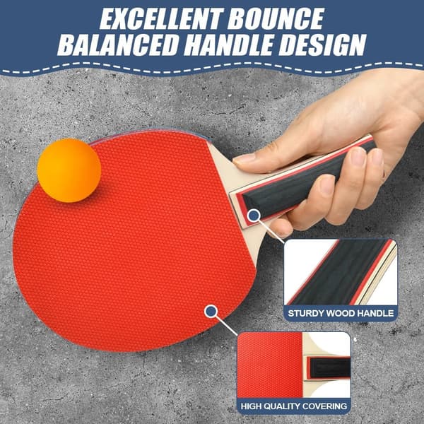 Bärbart bordtennisset | 2 trärack | 3 bollar och väska