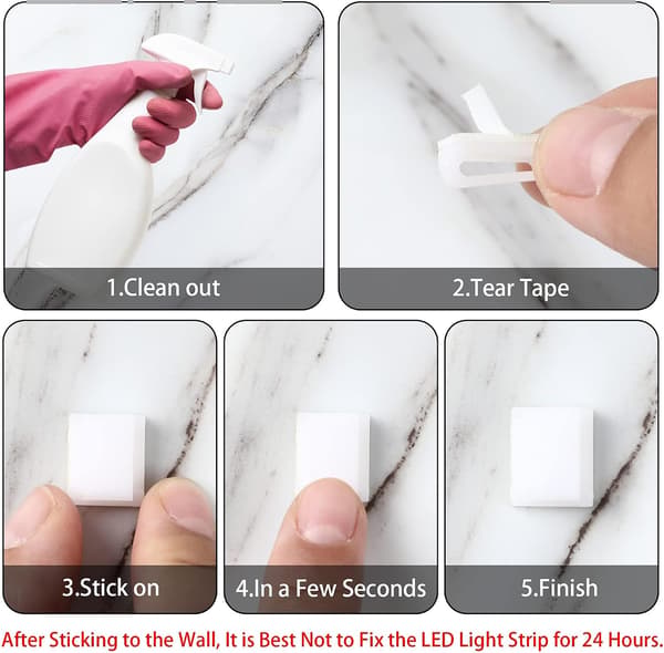60 stk. hvide selvklæbende LED-strip-clips monteringsholdere til 10 mm LED-lys