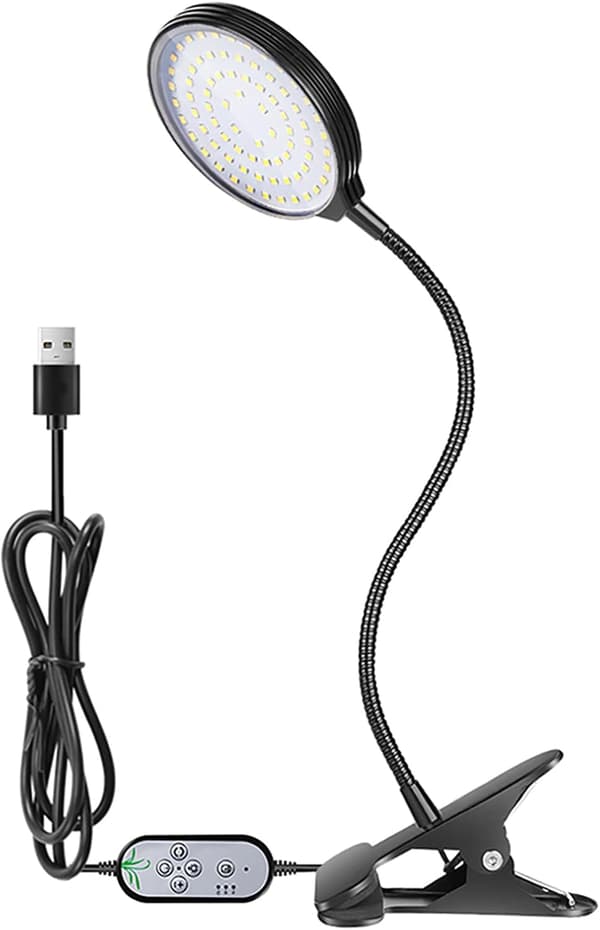 156 LED fuldspektret vækstlys med klemme, 5 niveauer og 12-timers timer