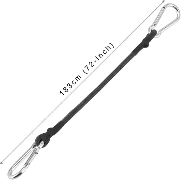 2 st 182 cm gummiremmar med karbinhakar, kraftiga spännband