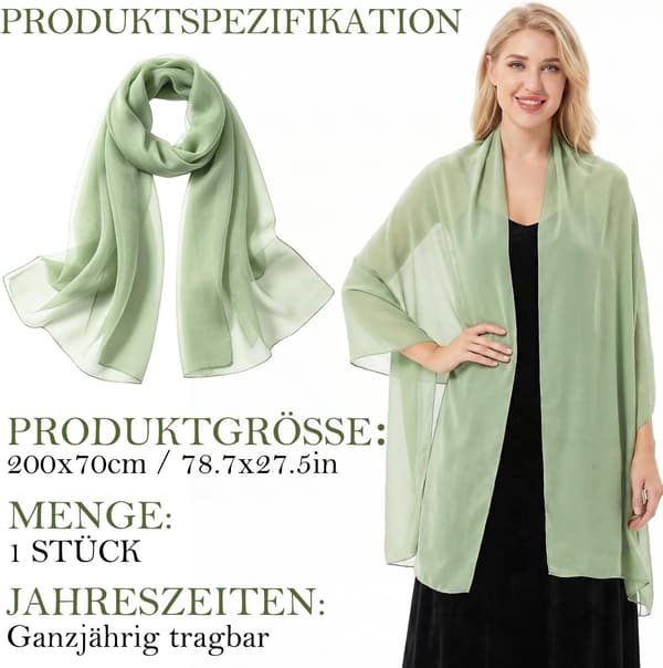 Lett chiffon-sjal for kvinner, elegant skjerf til bryllup og fest