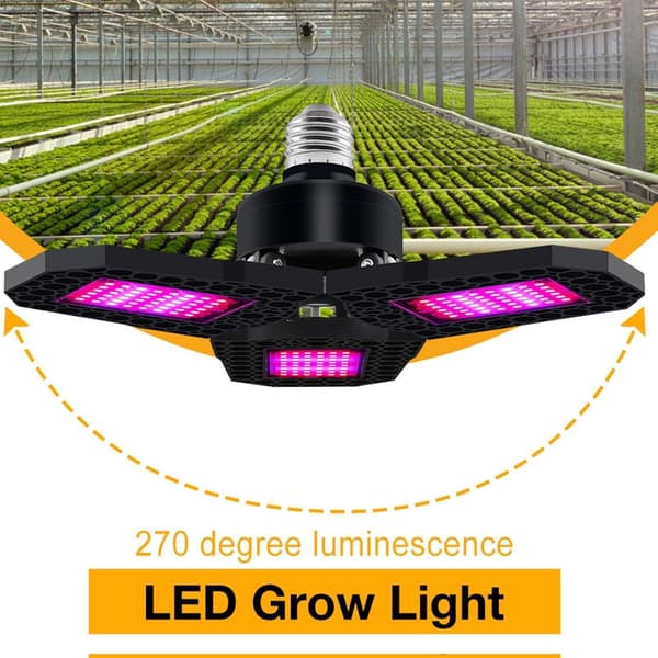 126 LED Full Spectrum Vækstlys, 3-panels foldbar lampe til indendørs planter