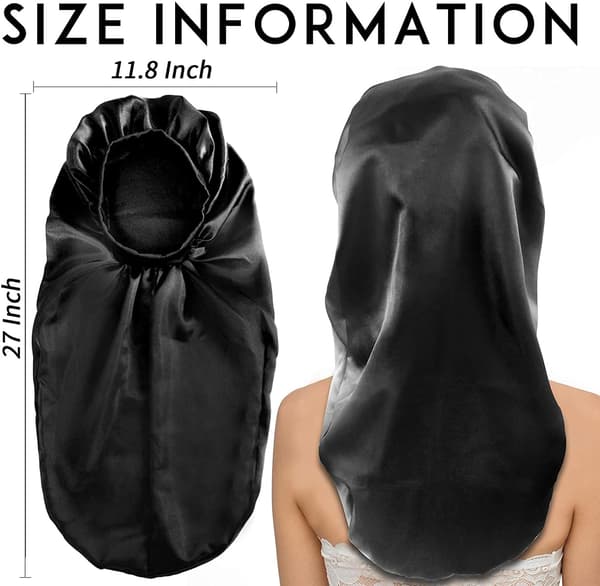 2-pack extra stora satin-sovhattar för långa flätor och lockigt hår