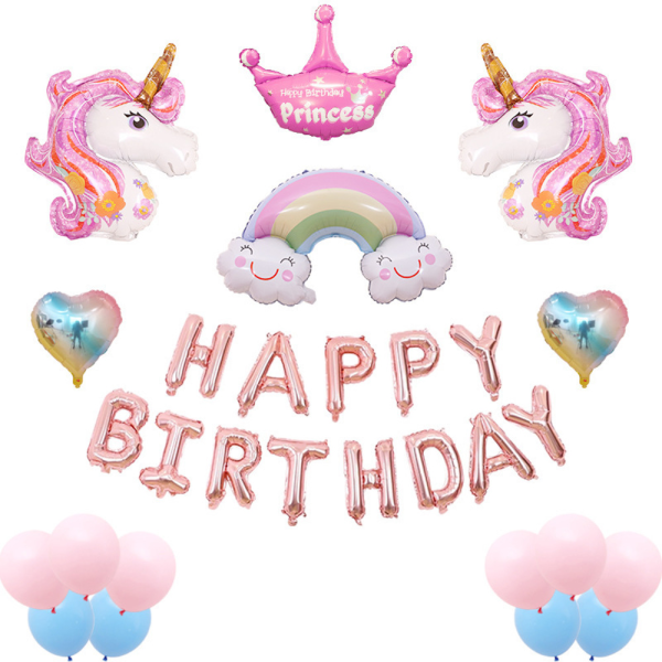 Unicorn Grattis på födelsedagen Ballonger Latex Ballong Set Party Dekoration