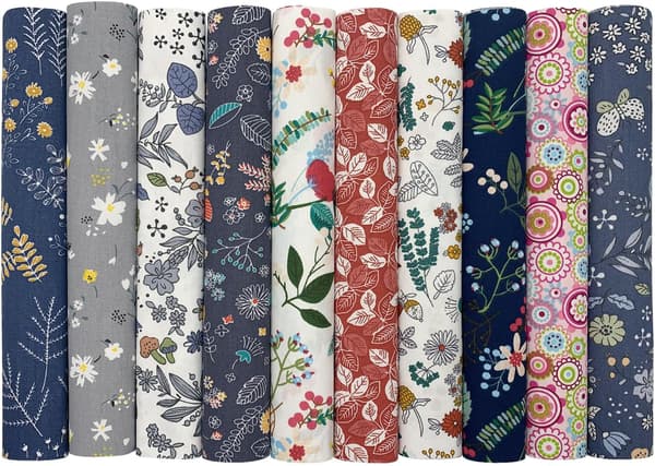 10 stk. bomuldsstof-kvadrater 25x25 cm blomstret patchwork syning DIY-håndværk