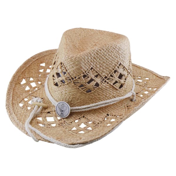 Unisex Raffia Strå Cowboyhat Åndbar Bredskygget Solhat
