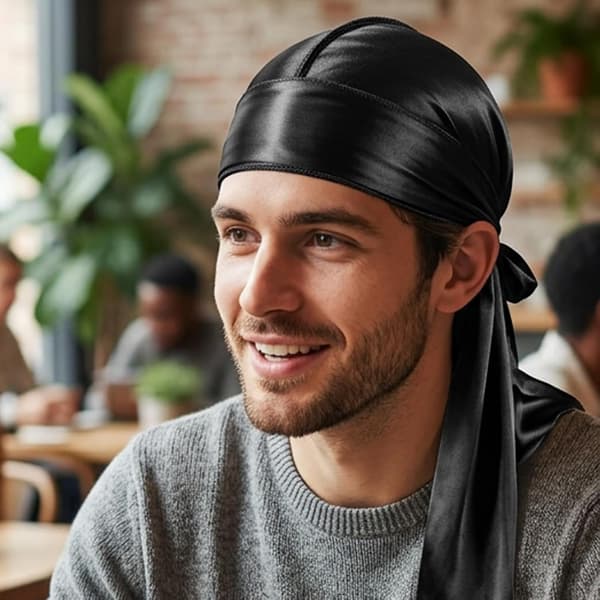 4-pack Durag-huvor för män, andningsbara sovmössor, 2 svarta och 2 grå