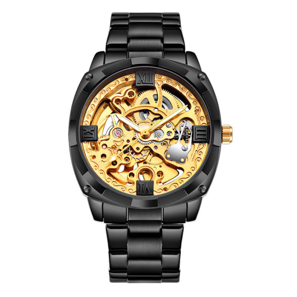 Automatisk självvindande mekanisk watch för herrar Quartz Watch Diamond Skeleton Dial