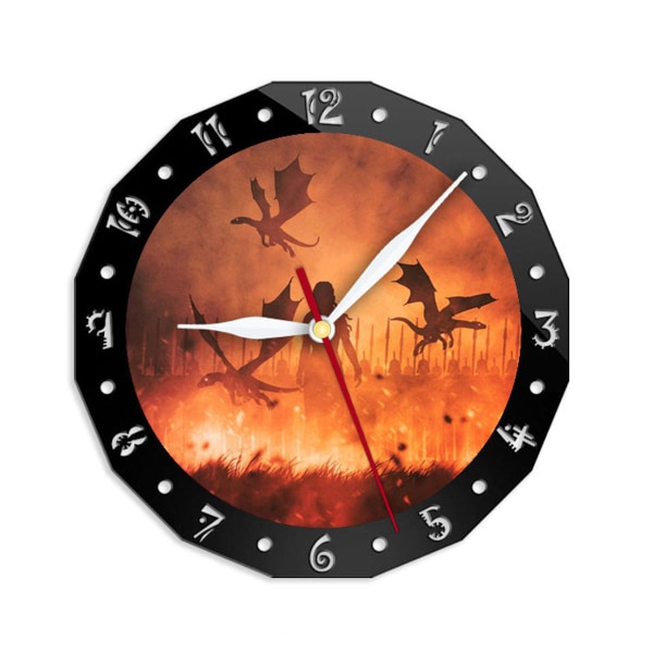 Dragon Game of Thrones Väggklocka Tyst, icke-tickande klocka Dekorativ klocka för hemmet