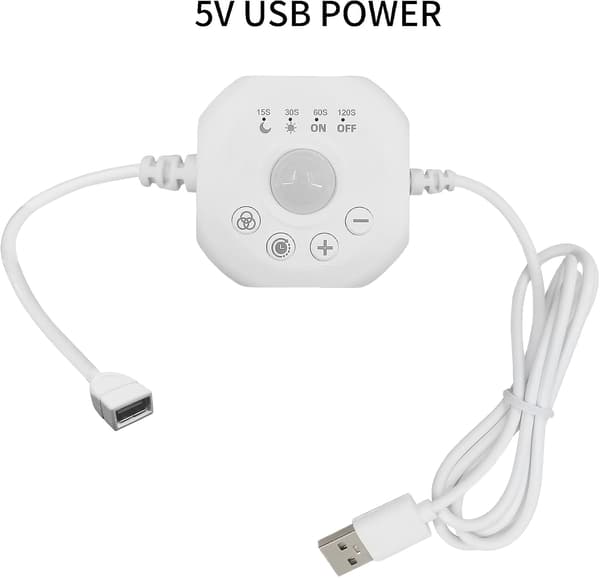Vit 5V USB Mini PIR-rörelsesensorbrytare med tidsfördröjning och dimning
