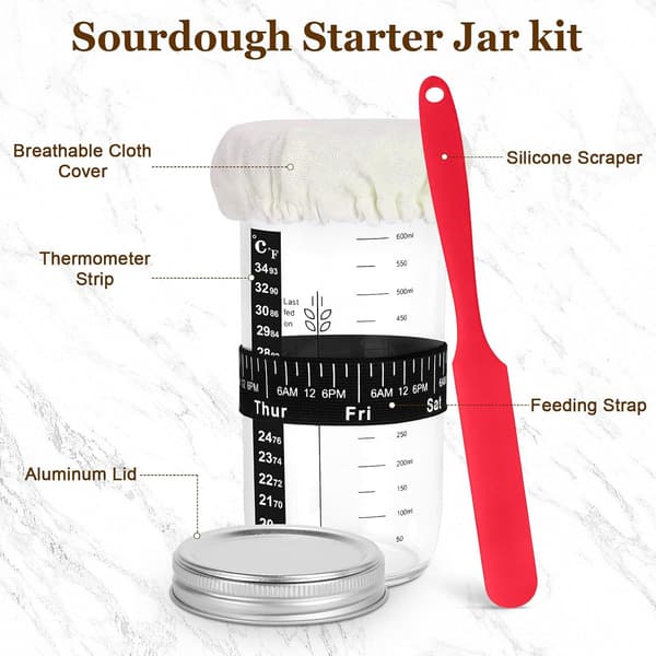 Surdegsstartkit med jäskorg och set med brödbakningsverktyg