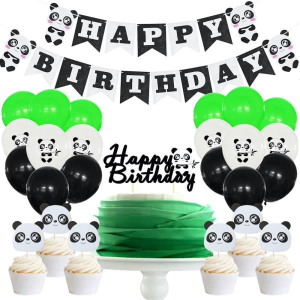 Söt Panda Grattis på födelsedagen Barn Latex Ballong Set Party Dekoration