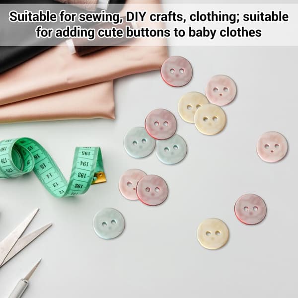 100 stk. pastelfarvede syknapper, runde knapper med 2 huller til cardigans og hobbyprojekter