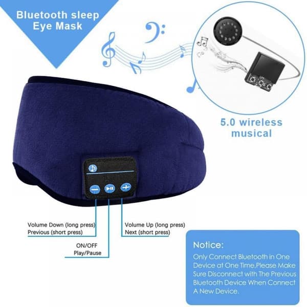 Bluetooth 5.0 Sovmask med hörlurar, 3D-ögonmask för resor och tupplurar