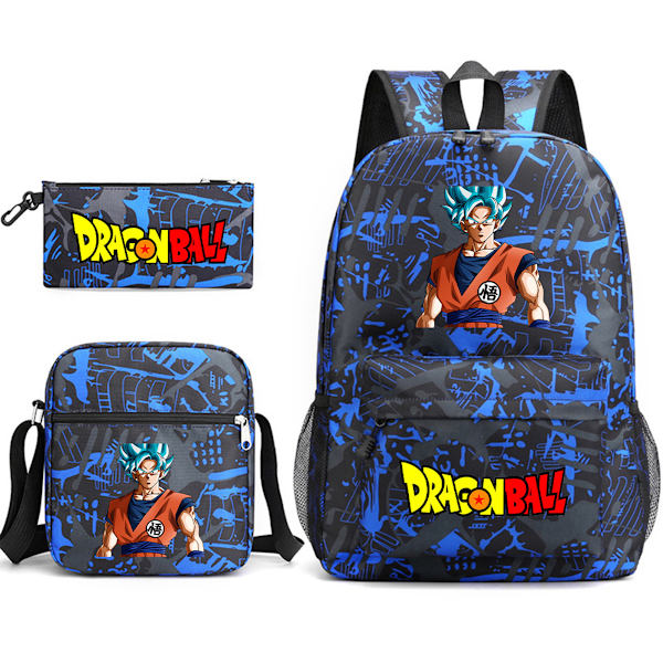 3st/ set Dragon Ball Sun Goku printed set med case Pennfodral Skolväska Resor Dagsväska Lättviktsbokväskor