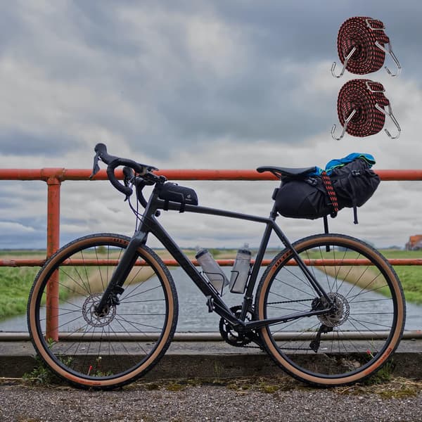 2-pack 200 cm justerbara gummiremmar med krokar för cykellast och camping