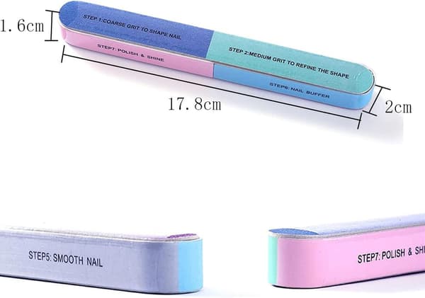 8-pakning 7-veis neglebuffer-filer, vaskbare manikyrblokker for polering