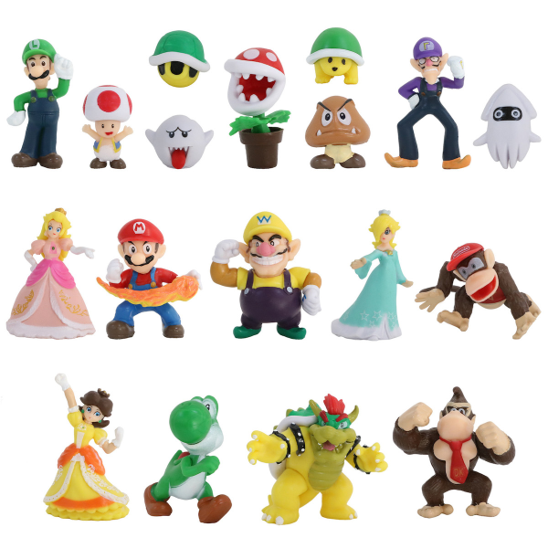 18st/ Set Super Mario Orangutang Luigi Mario Bowser Daisy Peach Blyg Kille Padda Figurmodell Leksaker