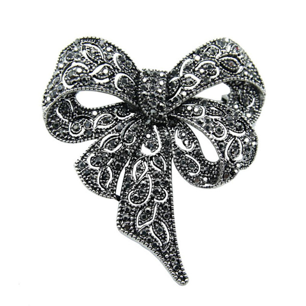 Retro Dam Brosch Bow Corsage Black Diamond Brosch Pin