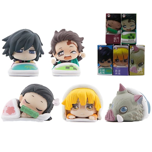 5 st/lot Demon Slayer Figurleksak Kamado Nezuko Agatsuma Zenitsu Q Version Mini Toy