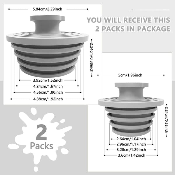 2-pack universell badkarsbottenventil silikonpropp för badkar och dusch