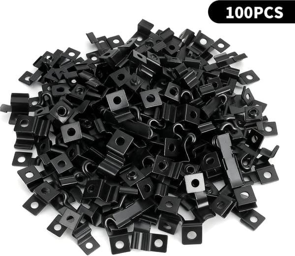100 stk. skjulte terrasseclips i rustfrit stål, 8 mm sorte kompositbeslag