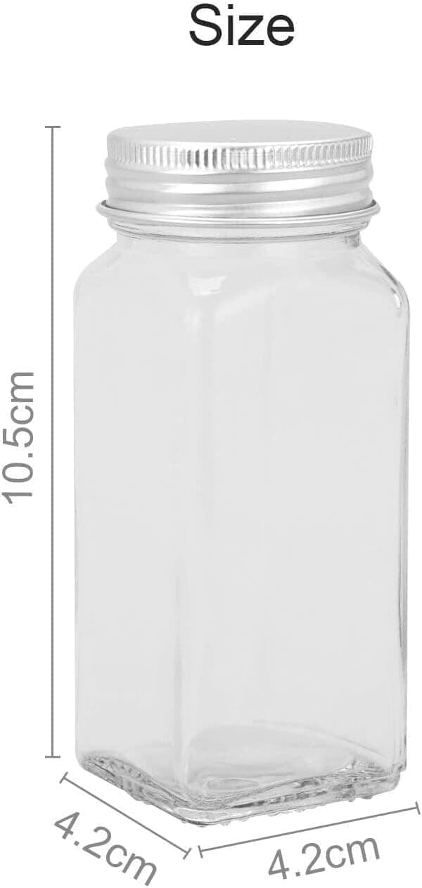36-pak 4oz (ca. 120 ml) glas-krydderiglas med sølvlåg til krydderurter og krydderier