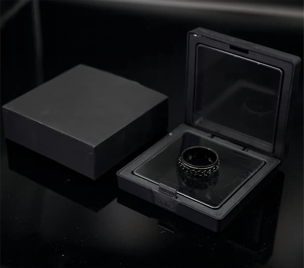 316L Rustfrit stål spinner-kædering Fidget-ring 8mm Sort Sølv Mænd Kvinder