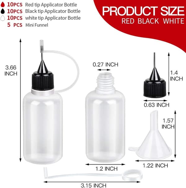 30-pack med 30 ml limflaskor med precisionsspets och 5 trattar för pyssel och hobby